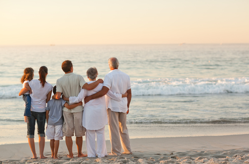 family at beach